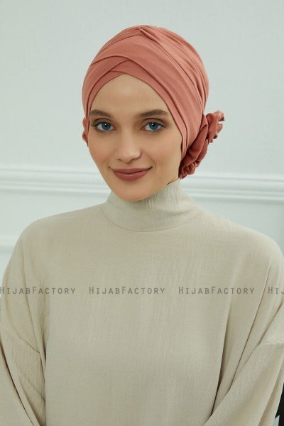 Elisabeth - Lachsfarbe Baumwolle Turban