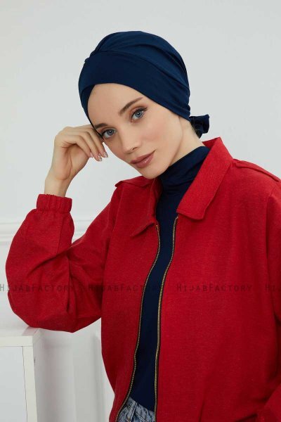 Ellie - Navy Blau Baumwolle Turban