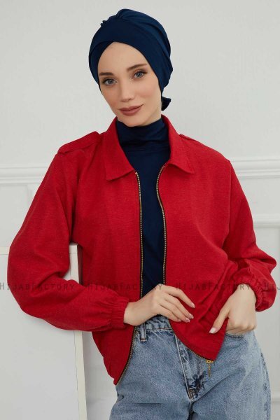 Ellie - Navy Blau Baumwolle Turban