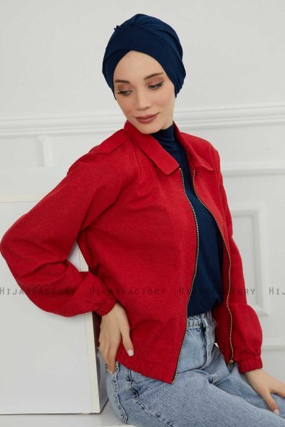 Ellie - Navy Blau Baumwolle Turban