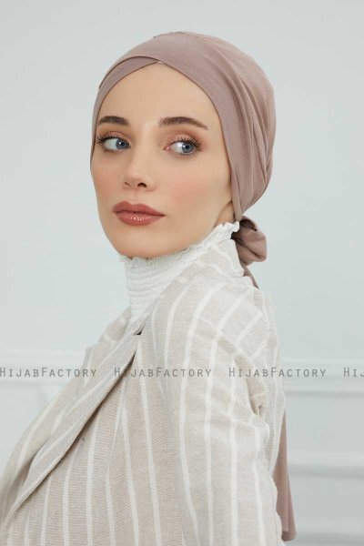 Ellie - Taupe Baumwolle Turban