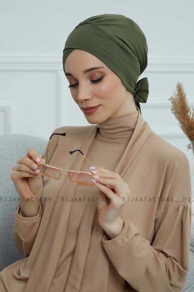 Ellie - Khaki Baumwolle Turban