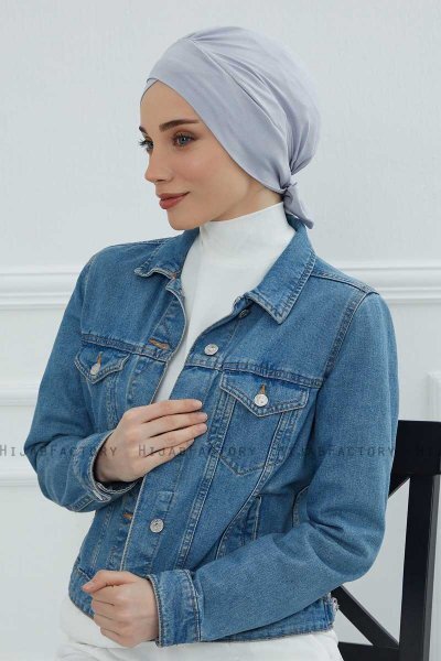 Ellie - Hellgrau Baumwolle Turban