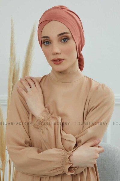 Ellie - Lachsfarbe Baumwolle Turban