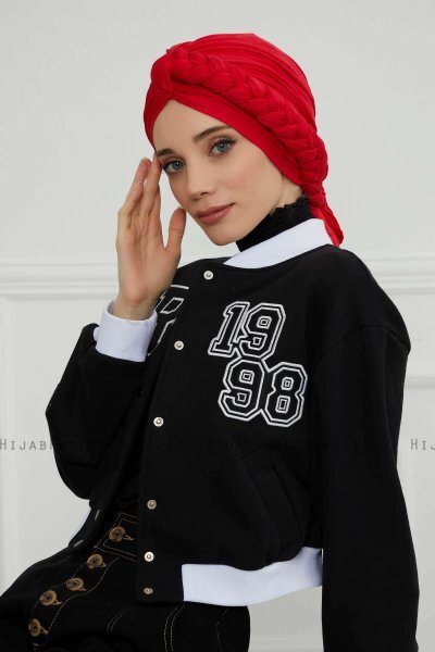 Theresa - Rot Baumwolle Turban - Ayse Turban