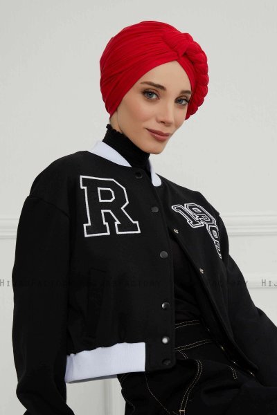 Theresa - Rot Baumwolle Turban - Ayse Turban