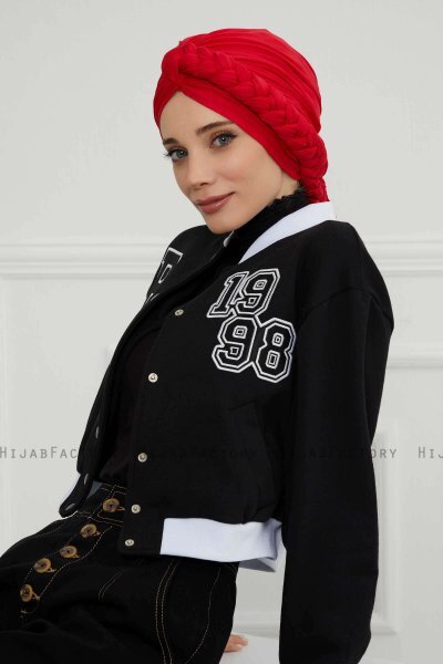 Theresa - Rot Baumwolle Turban - Ayse Turban