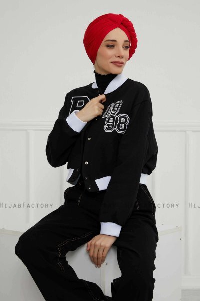 Theresa - Rot Baumwolle Turban - Ayse Turban