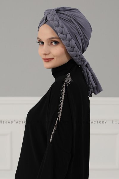 Theresa - Grau Baumwolle Turban - Ayse Turban