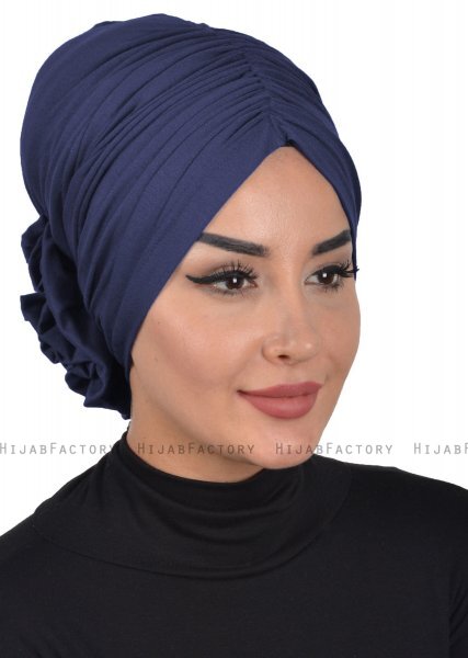 Kerstin - Navy Blau Baumwolle Turban - Ayse Turban
