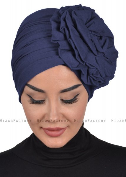 Kerstin - Navy Blau Baumwolle Turban - Ayse Turban