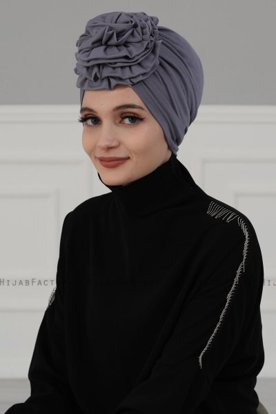 Kerstin - Grau Baumwolle Turban - Ayse Turban