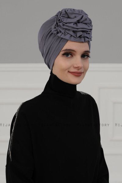 Kerstin - Grau Baumwolle Turban - Ayse Turban