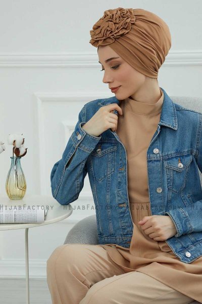 Kerstin - Hellbraun Baumwolle Turban