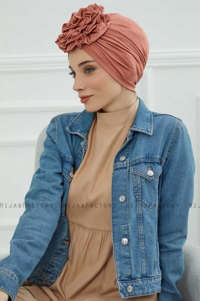 Kerstin - Lachsfarbe Baumwolle Turban