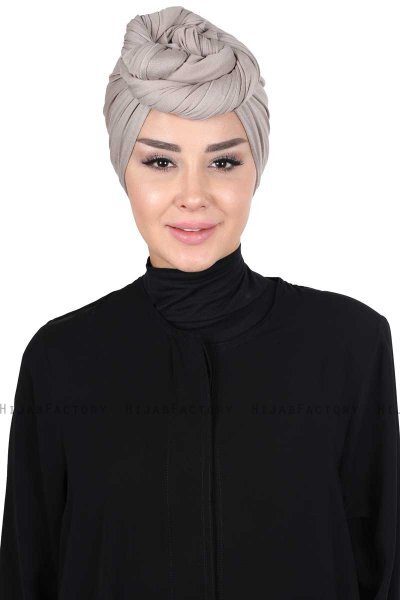 Sigrid - Taupe Baumwolle Hijab - Ayse Turban