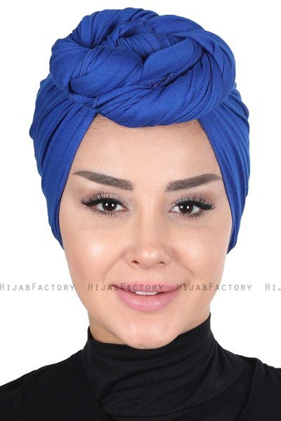 Sigrid - Blau Baumwolle Hijab - Ayse Turban