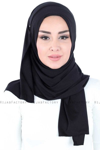 Sigrid - Schwarz Baumwolle Hijab - Ayse Turban