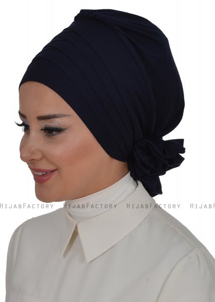 Monica - Navy Blau Baumwolle Turban - Ayse Turban