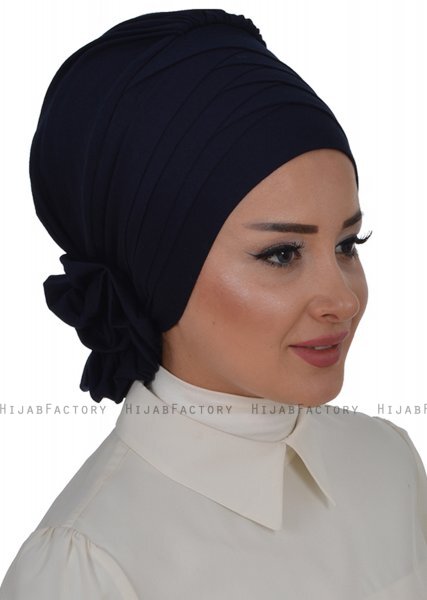 Monica - Navy Blau Baumwolle Turban - Ayse Turban