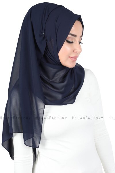 Joline - Navy Blau Premium Chiffon Hijab