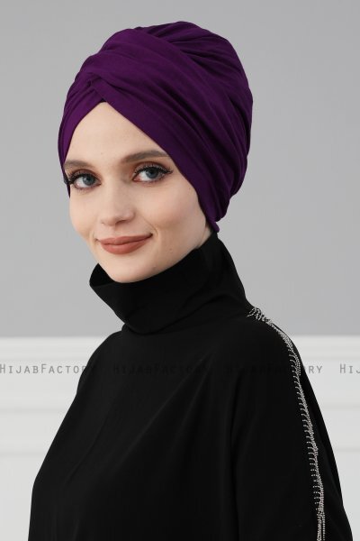 Fiona - Lila Baumwolle Turban - Ayse Turban