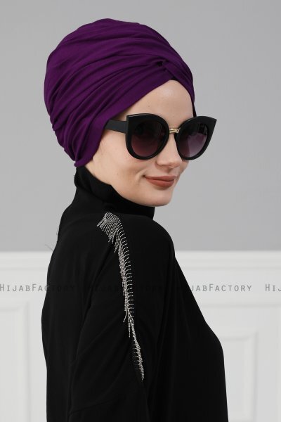 Fiona - Lila Baumwolle Turban - Ayse Turban