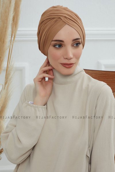Fiona - Hellbraun Baumwolle Turban