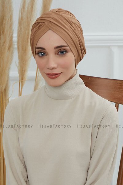 Fiona - Hellbraun Baumwolle Turban
