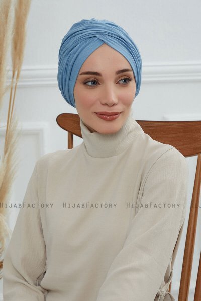 Fiona - Sky Blue Baumwolle Turban