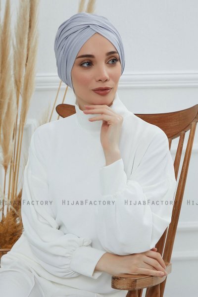 Fiona - Hellgrau Baumwolle Turban