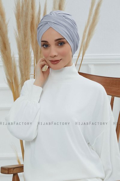 Fiona - Hellgrau Baumwolle Turban