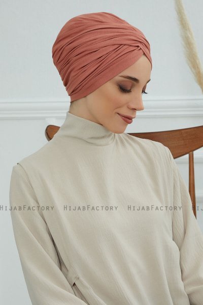 Fiona - Lachsfarbe Baumwolle Turban