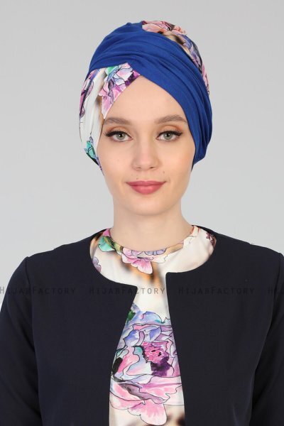 Fiona - Blau Nature Baumwolle Turban