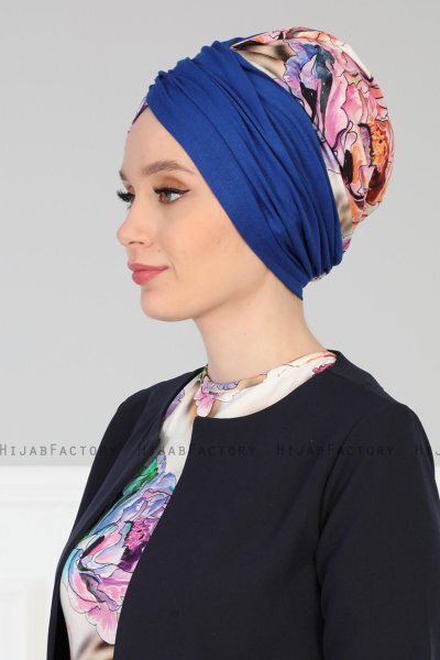 Fiona - Blau Nature Baumwolle Turban