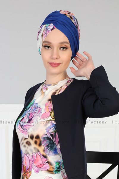 Fiona - Blau Nature Baumwolle Turban