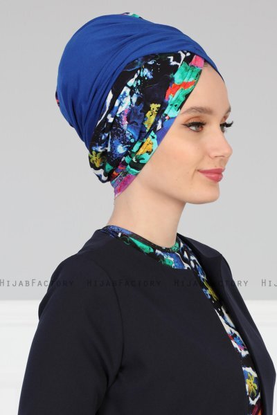 Fiona - Blau Baumwolle Turban