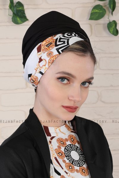 Fiona - Black Elegant Baumwolle Turban