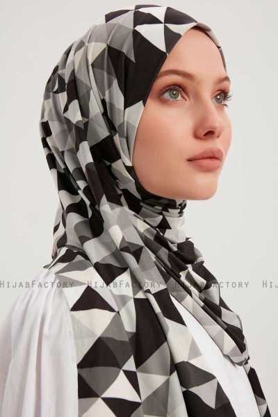 Banou - Schwarz Gemustert Hijab