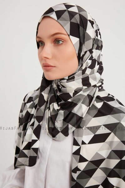 Banou - Schwarz Gemustert Hijab