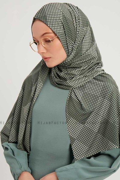Nurgul - Grün Gemustert Hijab