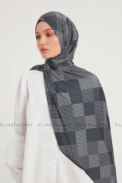 Nurgul - Navy Blau Gemustert Hijab