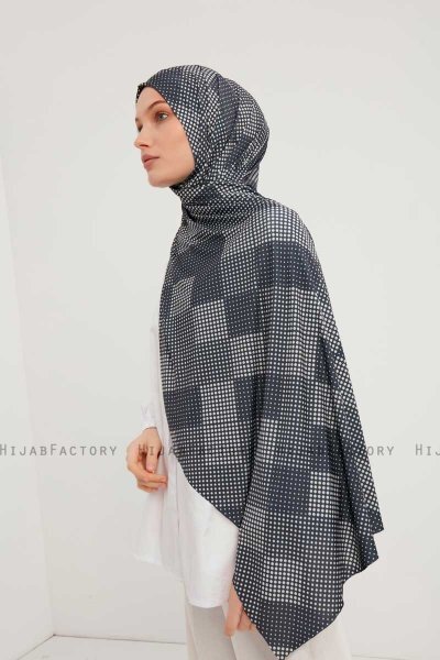 Nurgul - Navy Blau Gemustert Hijab