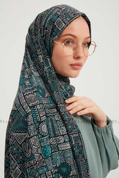 Gulya - Benzingrün Gemustert Hijab