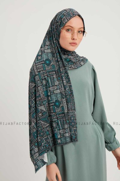 Gulya - Benzingrün Gemustert Hijab