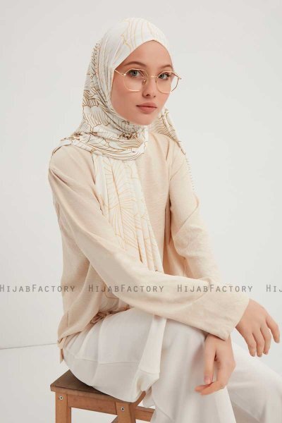 Fadime - Pearl White Gemustert Hijab