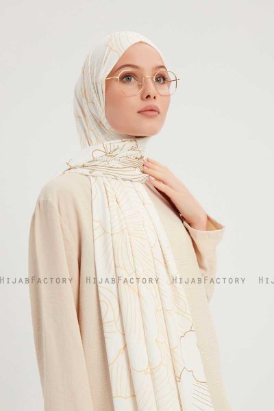 Fadime - Pearl White Gemustert Hijab
