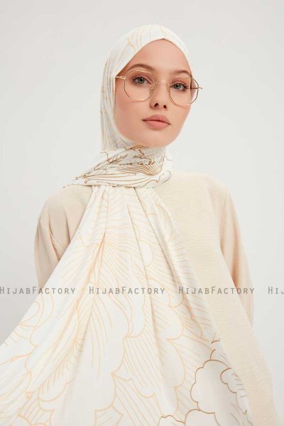 Fadime - Pearl White Gemustert Hijab