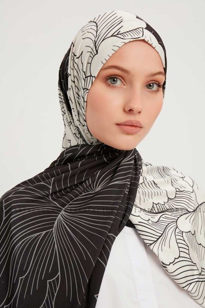 Fadime - Weiß Gemustert Hijab