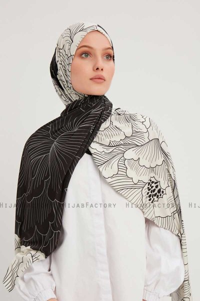 Fadime - Weiß Gemustert Hijab
